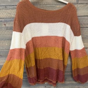 Multicolored Striped Long Sleeve Knit Pullover Sweater